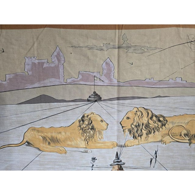 1970s Salvador Dalí, Surrealist Textile Panel with Lions, 1970, Wool For Sale - Image 5 of 13