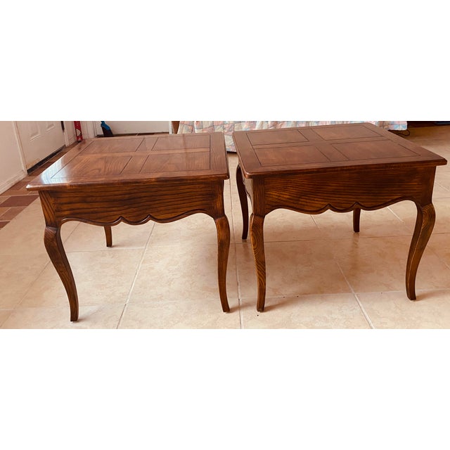 Burnt Umber 1986 Henredon Country French Walnut Side Tables Model 3201-42, a Pair For Sale - Image 8 of 11