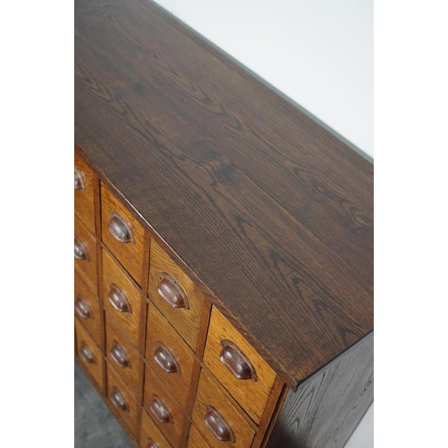 Dutch Industrial Oak Apothecary Cabinet Bank of Drawers, 1940s For Sale - Image 13 of 18