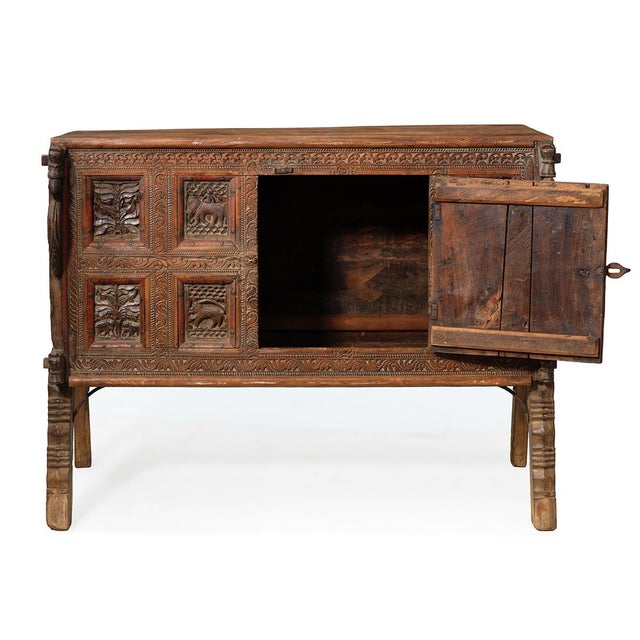 Brown Carved Dowry Chest For Sale - Image 3 of 12