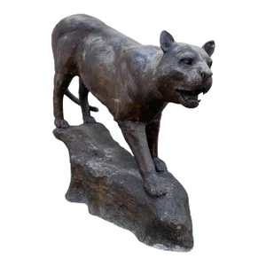 Mid 20th Century Life-Size Bronze Panther Statue