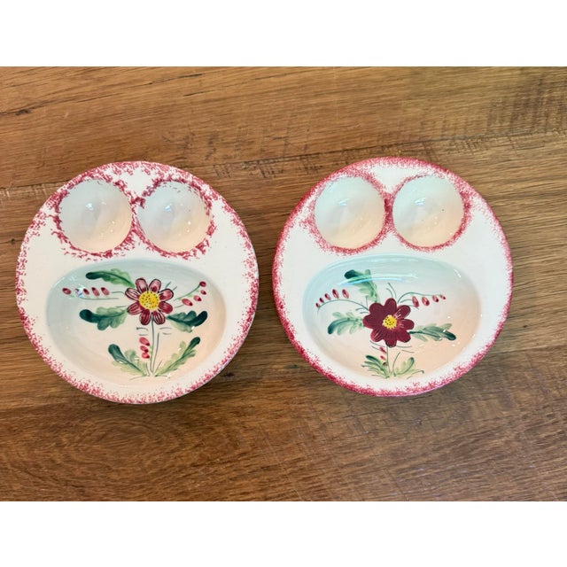 1930s-1950s Vintage Noritake Japan Hand-Painted Ceramic Double Egg Bowls - Pair For Sale - Image 6 of 7