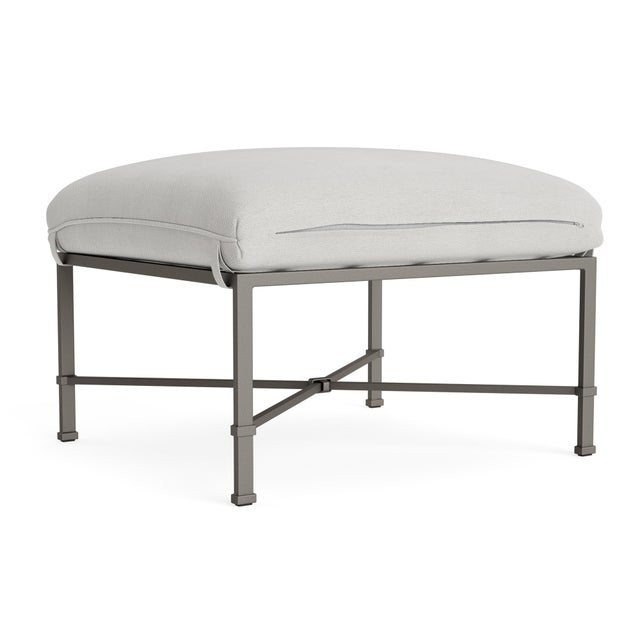 Not Yet Made - Made To Order Brown Jordan Venetian Ottoman, Mica frame with Fusion Dove fabric For Sale - Image 5 of 11