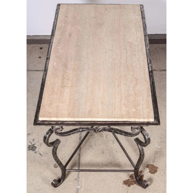 Iron Coffee Table With Travertine Marble Top Chairish