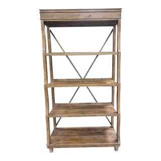 Bassett Rustic Wood Four-Tier Display Bookcase For Sale