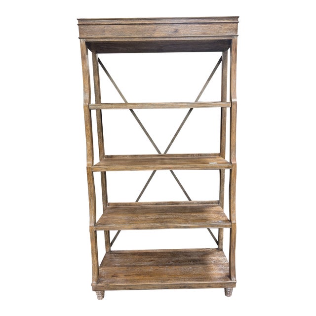 Bassett Rustic Wood Four-Tier Display Bookcase For Sale