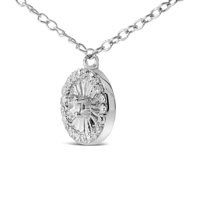 Contemporary .925 Sterling Silver 1/6 Cttw Diamond Wheel and Spoke Pendant Necklace (H-I Color, I2-I3 Clarity) - 18" For Sale - Image 3 of 5