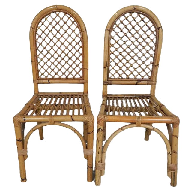 Set of Bamboo Chairs, Italy, 1970s For Sale