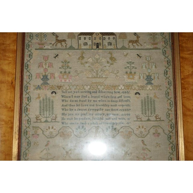 Antique George III Pictorial Friendship Sampler, 1798 For Sale - Image 4 of 17