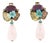 Iradj Moini Earrings Gemstones Rose Quartz Dangles Floral Drop Clip On For Sale