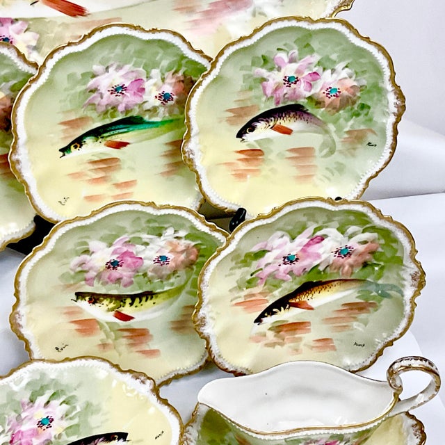 Late 19th Century 1800s Antique French Limoges Porcelain George Borgfeldt Fish Game Dinnerware Set - 13 Pieces, Service for 10. For Sale - Image 5 of 18