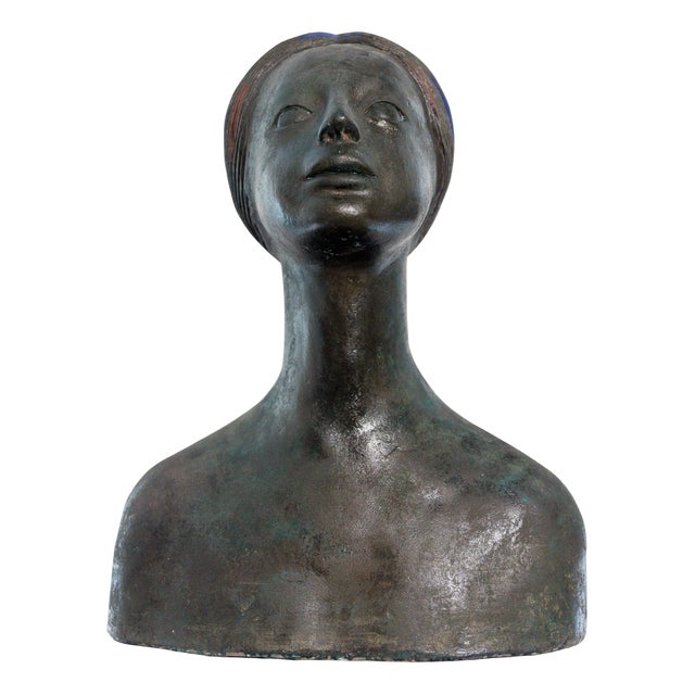 Half-Length Terracotta Sculpture of an Ethiopian Woman by Gino Zattoni, 1950s For Sale