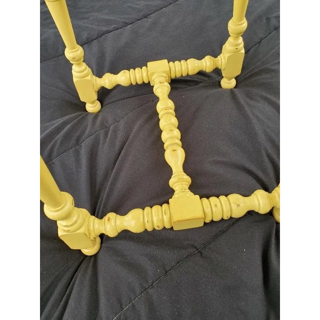 Painted Sunshine Yellow Turned Leg Wood Spot Table For Sale - Image 4 of 6