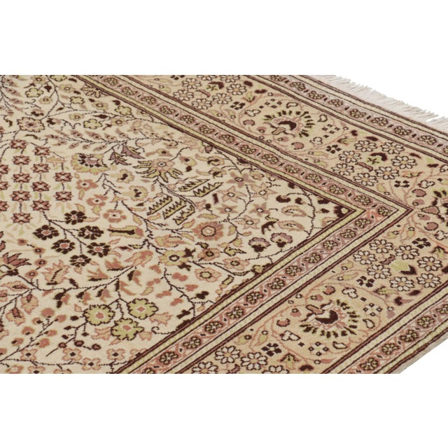 Vintage Kayseri Rug in Cream and Beige With Floral Patterns From Rug and Kilim For Sale In New York - Image 6 of 8