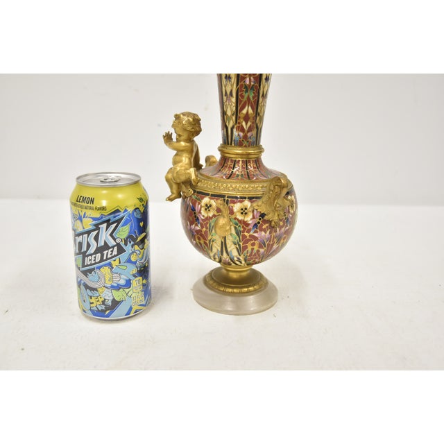 Paint French Bronze & Champleve Enamel Vase For Sale - Image 7 of 10