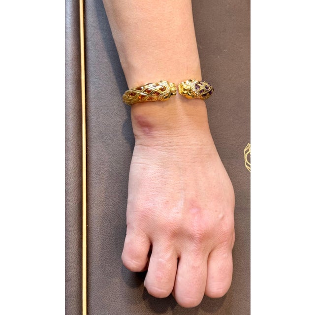 Diamond & Amethyst, Citrine Cuff Bangle 18 Kt Gold 57 Gm By Robert Wander Winc For Sale - Image 13 of 18
