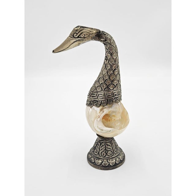 Set Anglo-Indian Style Silver Nautilus Shell Swan Vases Deco Pieces 1950s For Sale - Image 12 of 13