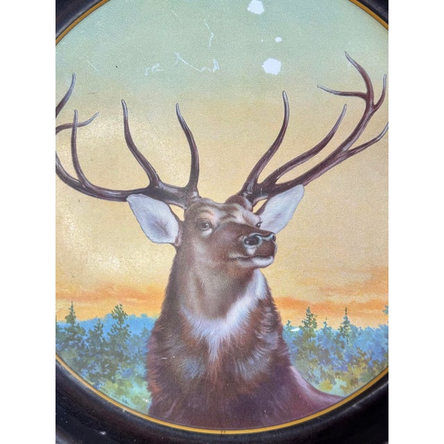 Brown Antique the American Art Works Pre-Prohibition Era Red Stag/Elk Beer Serving Metal Lithograph Tray For Sale - Image 8 of 9