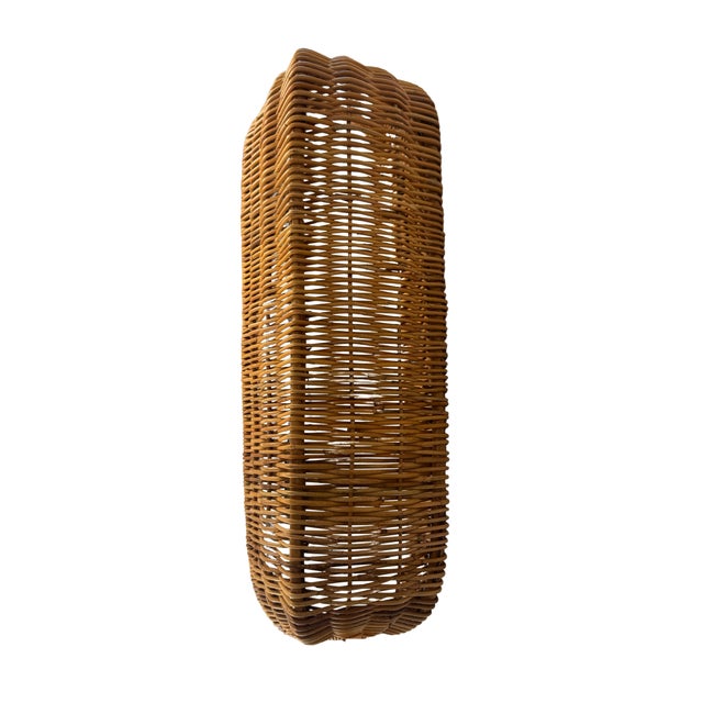 1970s 1970s Long Handwoven Wicker Basket For Sale - Image 5 of 8