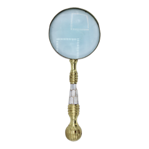 1940s Vintage Art Deco Brass Mother of Pearl Magnifying Glass