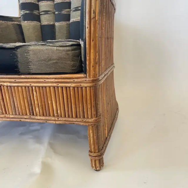 Pair of Art Deco Split Reed Rattan Armchairs, Usa, Circa 1940s For Sale - Image 11 of 18