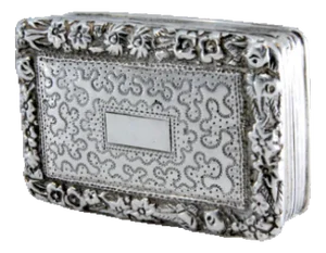 George IV Book-Shaped Silver and Gold Vinaigrette Box with Engravings and Friezes