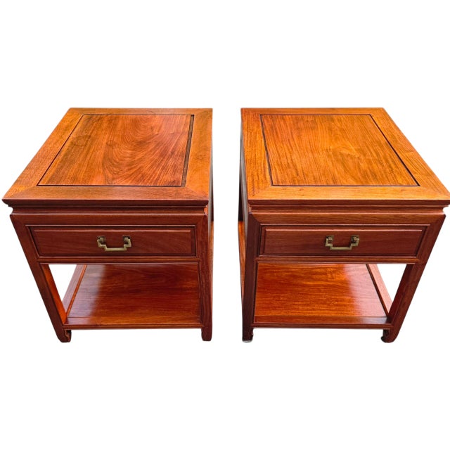 Mid-Century Modern Mid 20th Century George Zee Style Solid Rosewood End Tables For Sale - Image 3 of 10