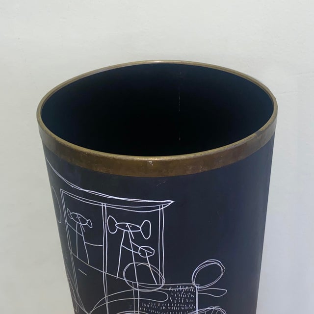 Mid-Century Modern Enameled Metal Umbrella Stand with Brass Rims by Poggibonsi, Italy, 1960s For Sale - Image 11 of 11