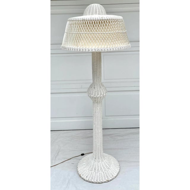 Rustic European Antique Woven Wicker Floor Lamp For Sale - Image 3 of 13