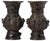 Pair of japanese vase japanese, meiji period (1868-1912), in bronze with relief decoration of dragons, everyday figures...
