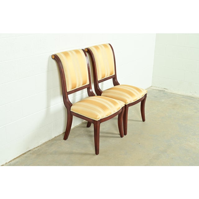 Baker Furniture Company Baker Furniture Style Regency Carved Mahogany Side Chairs or Dining Chairs, Pair For Sale - Image 4 of 14