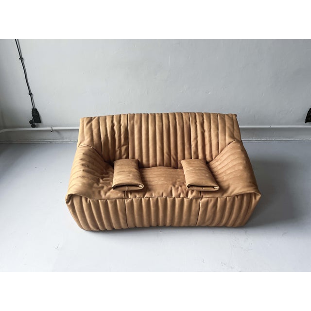 Camel Leather 3-Seater Sofa attributed to Annie Hieronimus for Cinna Line Rose, 1973 For Sale - Image 14 of 14