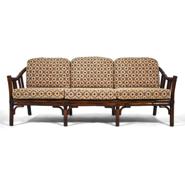 Contemporary McGuire C-1 Rattan Three-Seat Sofa For Sale - Image 3 of 12