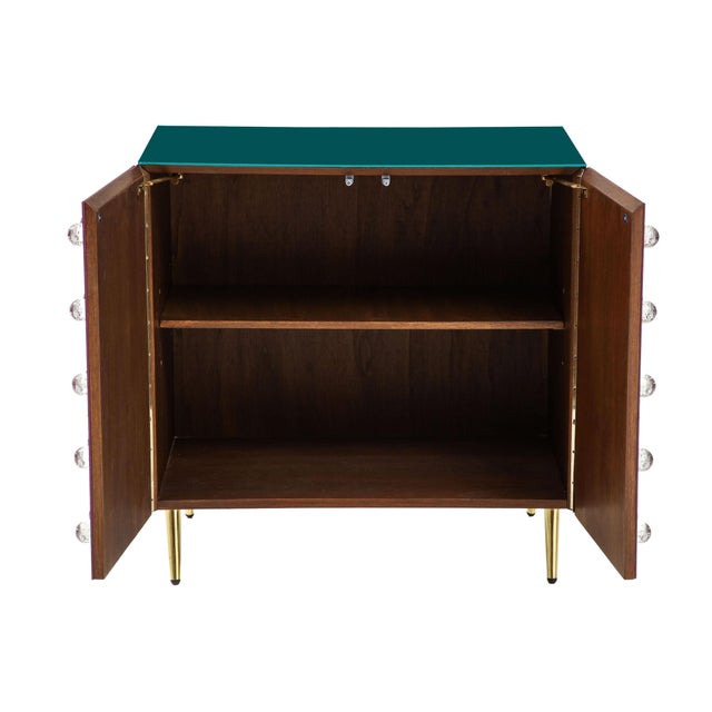 Petrol Blue and Ivory Murano Glass Bar Cabinets with Brass from Justfurnituress SRL, Set of 2 For Sale - Image 4 of 8