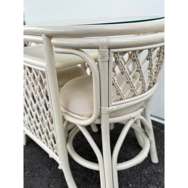 Late 20th Century Rattan White Honeymoon Dining Set For Sale - Image 5 of 5