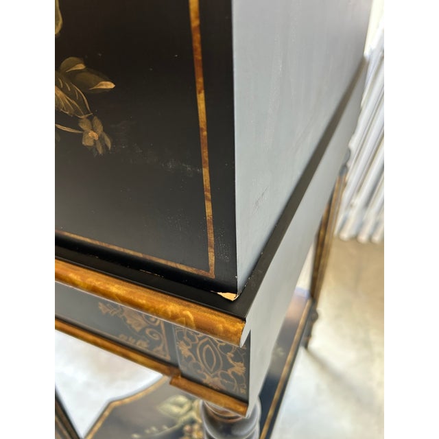 Late 20th Century Maitland-Smith Black & Gold Chinoiserie Painted Bookcase / Display Shelf For Sale - Image 16 of 16