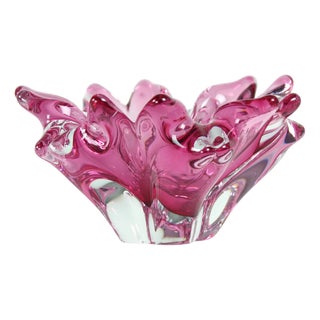 Pink Art Glass Bowl from František Zemek, Czechoslovakia, 1960s For Sale