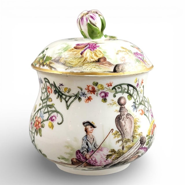 Antique Sugar Bowl with Cover from Meissen, 1774 For Sale - Image 9 of 9