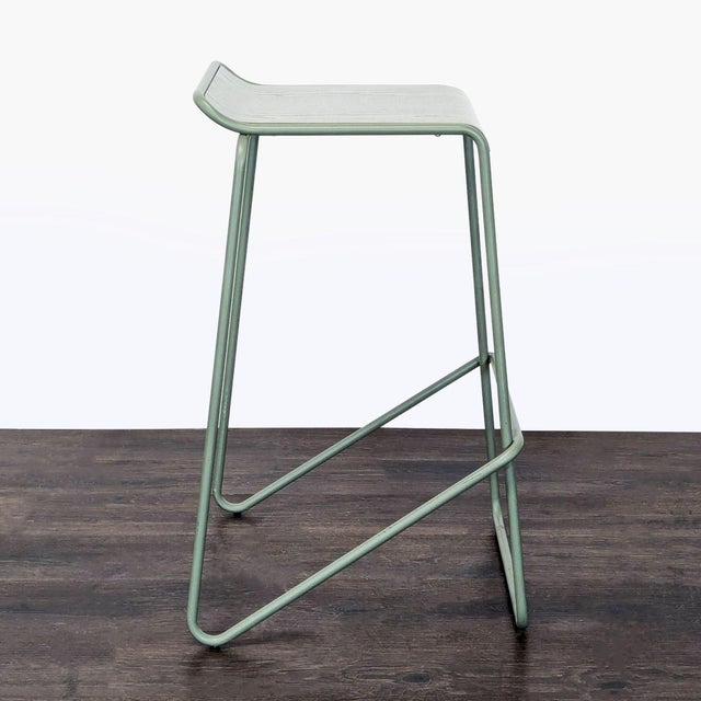 Blu Dot Blu Dot Minimalist Green Metal Counter Stool For Sale - Image 4 of 8