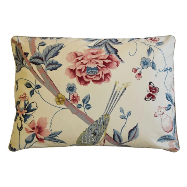 Chinoiserie English Titley & Marr Chinoiserie Bird & Botanical Feather/Down Pillow 22" X 16" For Sale - Image 3 of 7