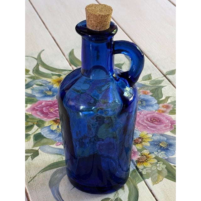 Mid-Century Modern 1970s Cobalt Blue Glass Apothecary Handle With Cork For Sale - Image 3 of 11