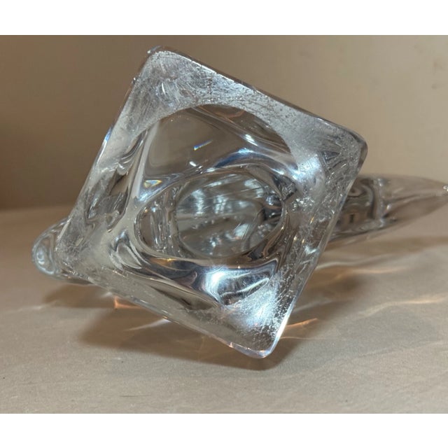 Large Vintage Handmade Blown Daum Crystal Glass Angel Fish Sculpture Statue 14in For Sale - Image 12 of 12