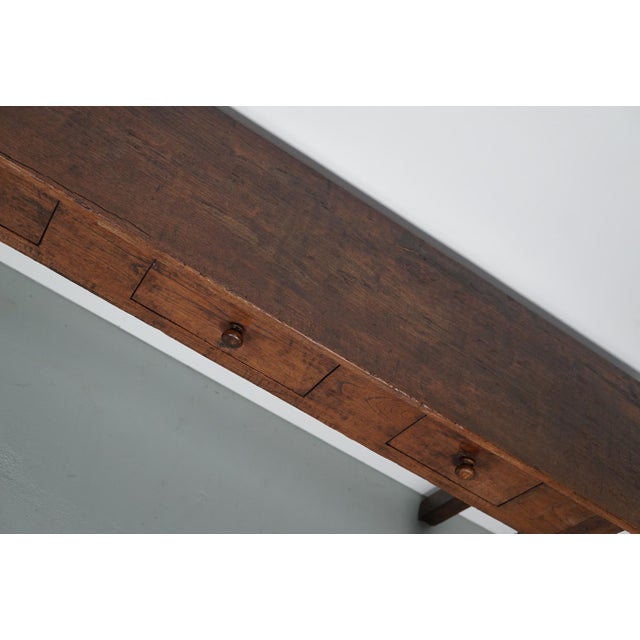 Large Dutch Rustic Colonial Farmhouse Teak Side Table For Sale - Image 5 of 16