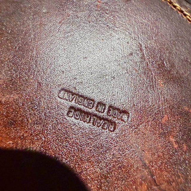 Vintage Leather Bound Cup Holder Tankard Stein Real Hide England For Sale - Image 9 of 11