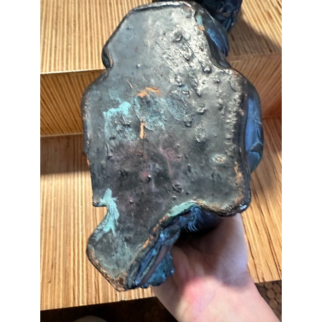 Mid 20th Century Black Glazed Terra Cotta Chinese Foo Dogs Lions- a Pair For Sale - Image 12 of 12