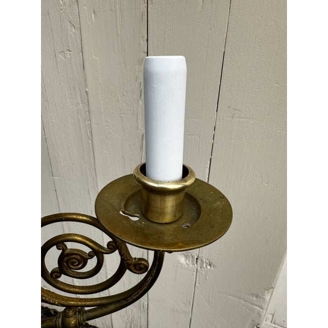 Metal Vintage Four Light Gas Electric Fixture For Sale - Image 7 of 9