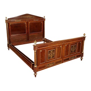 ​19th Century French Napoleon III Mahogany Double Bed Converted to Queen Bed For Sale