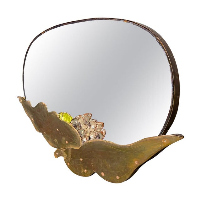Vintage Brass Floral Mirror, 1960s For Sale - Image 9 of 9