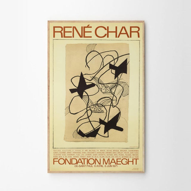 1971 Rene Char Exhibition Poster Vintage Georges Braque Fondation Maeght France 70s Lithograph For Sale - Image 11 of 11