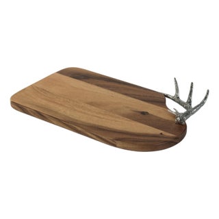Malachi Cheese & Charcuterie Board with Pewter Antler Handle For Sale